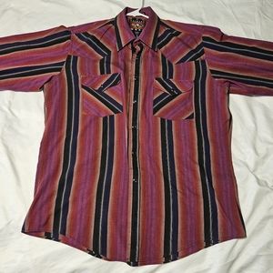 Painted Mesa Western Long Sleeve Pearl Snap Button Up Shirt Size 16.5x35